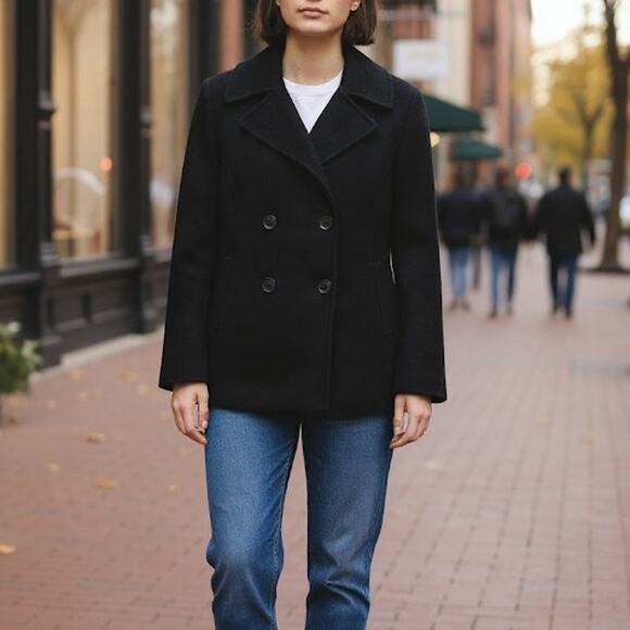 Old Navy Pea Coat Black Size Large - Picture 1 of 7